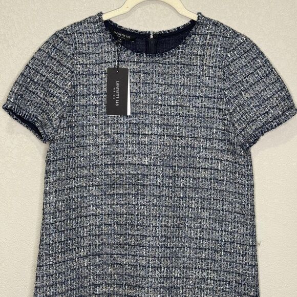 Lafayette 148 Dress Womens Petite Small Shift Tweed Fringe New Pockets - Picture 5 of 9